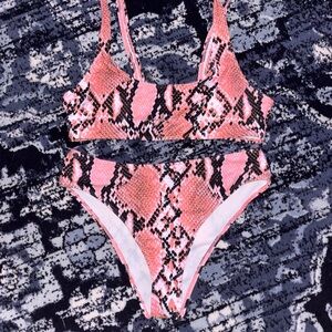 Pink Snake Print Kids One Piece